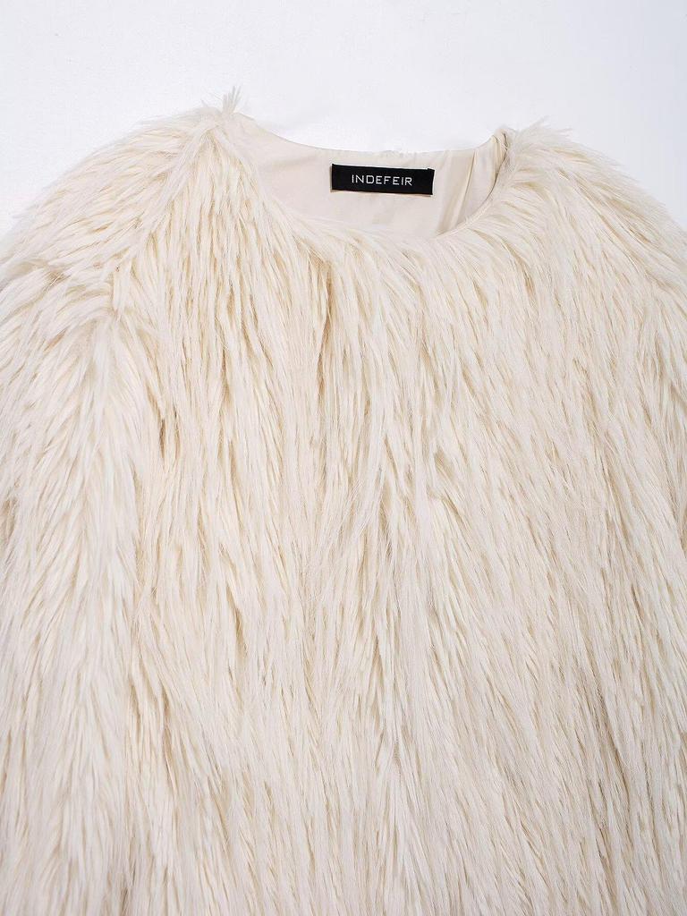 European and American Style Women's Faux Fur Long Sleeve Coat