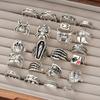 24 Pcs Gothic Skeleton Unisex Ring Set For Women Man Punk Grunge Butterfly Frog Jewelry Hip Hop Party Street Ring Accessories