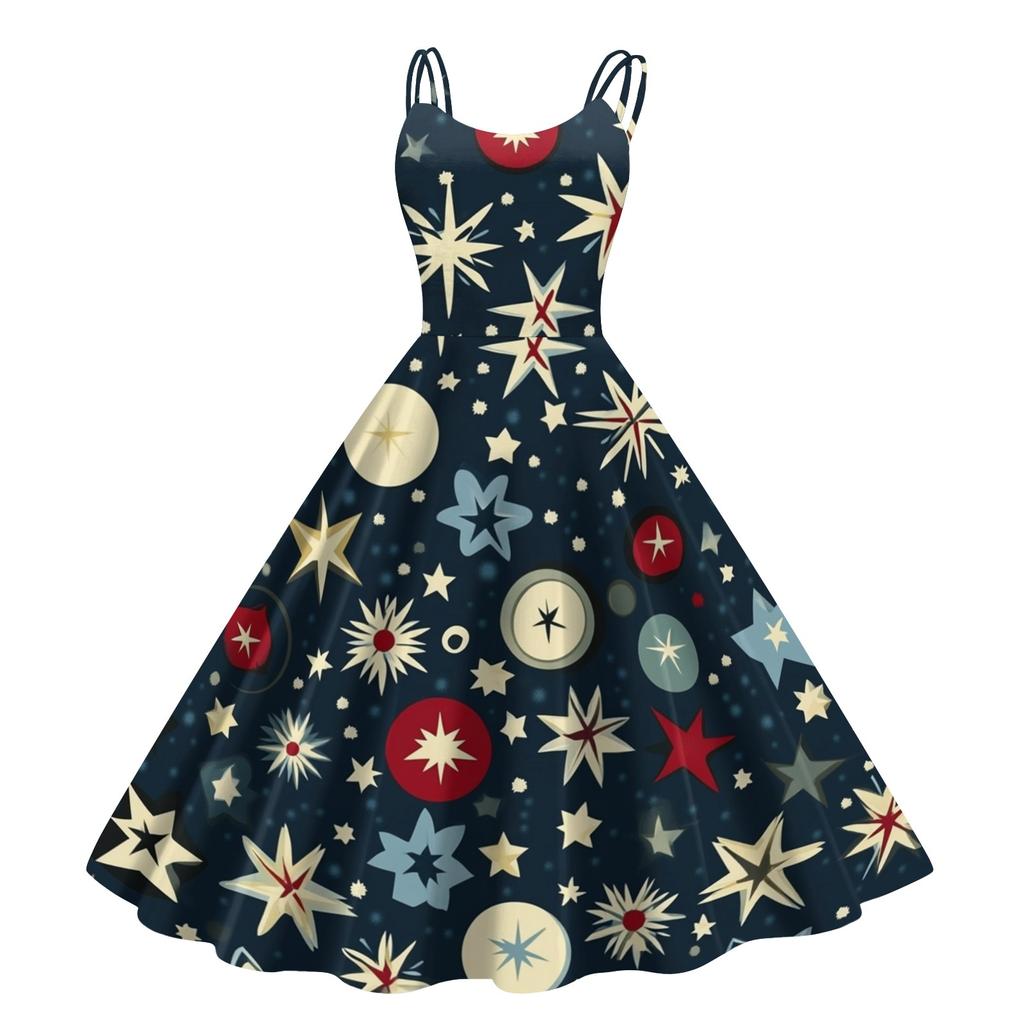 Женское рождественское платье со снежинками и сексуальным облегающим принтом с открытыми плечами в стиле панк-ретро