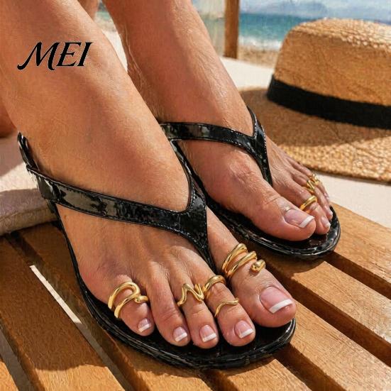Boho Style Toe Jewelry 5Pcs Irregular Ring Set, Non Tarnish Golden Plated Alloy Beach Foot Band, Adjustable Open for Women Rings