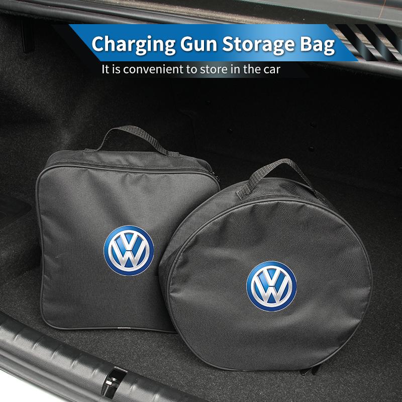 VW Car Charging Gun Bag Oxford Cloth Gun Cables Storage Box Auto Accessories For Volkswagen VW Scirocco Jetta Beetle Golf Passat zs4