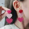 1 пара, три розовых и красных серьги в форме сердца, легкие акриловые висячие серьги, серьги с кисточками, женские ювелирные изделия для девочек-подростков, подарок