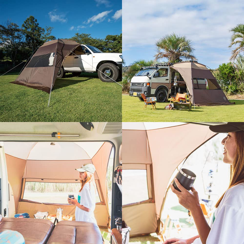 ogawa Кемпинговая палатка для автомобиля, укрытие для автомобиля 2 2 2337 Песочно-бежевый x Темно-коричневый [Для людей]