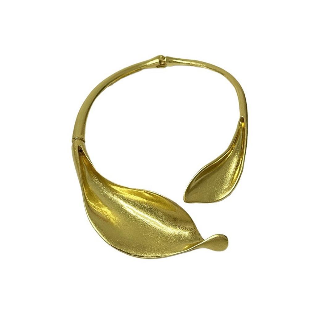 Tooxika Летнее Новое Нишевое Персонализированное Золотое Ожерелье-Воротник с Листьями и Цветами, Преувеличенное Фанковое Ожерелье Открытого Типа с Высоким Чувством