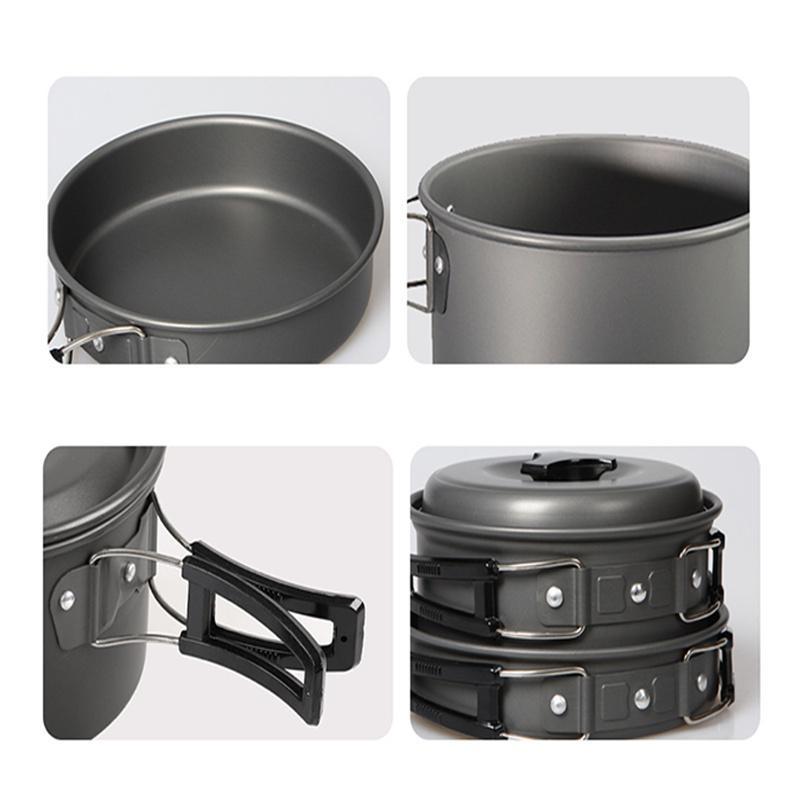 Набор кухонной утвари для кемпинга на 1/2 персоны, набор для барбекю, сковорода, портативный комбинированный набор для приготовления пищи для кемпинга