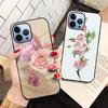 Чехол с цветочным рисунком розы для Iphone 14 13 11 12 Pro Max Mini Xs Xr X 7 8 6s Plus Se 2022, роскошный чехол из закаленного стекла Fundas
