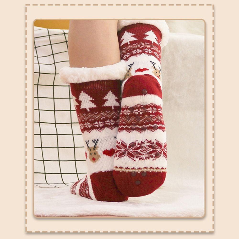Нескользящие Рождественские Напольные Носки Зимние Ковровые Носки Новые Носки-Тапочки Женские