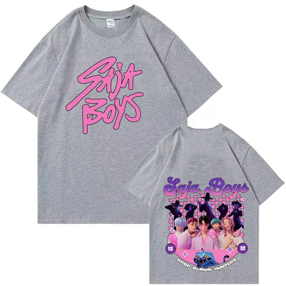 KPop Demon Hunters Saja Boys T-shirt Harajuku O-neck Casual Shirt Gift Men Women Short Sleeve Oversized Y2k Male Female Clothing