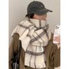 Winter New High-end Versatile Short Fringed Plaid Scarf Warm Thickened Shawl Student Couple