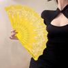 Bronzing Butterflies Folding Fan with Elegant Tassel Hollow Ribs Catwalks Dance Performance Photo Props Portable Summer Hand Held Fan Party