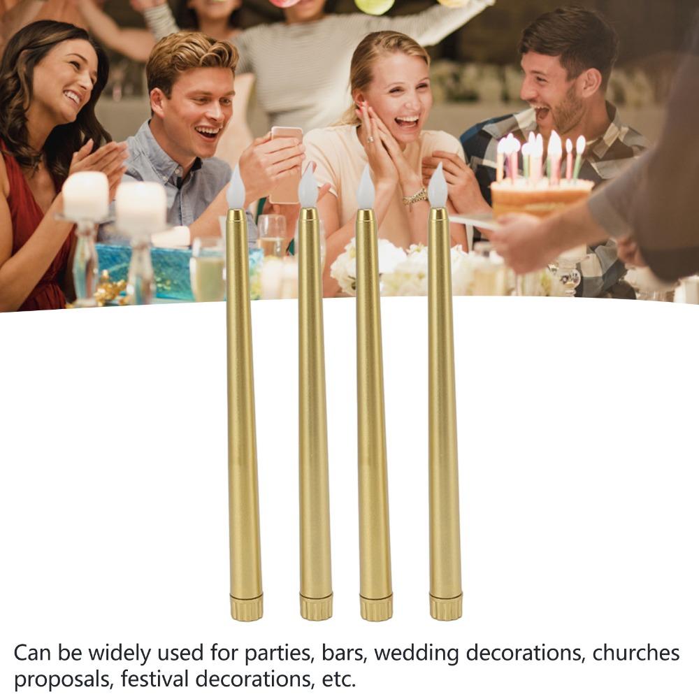 4 Pcs Battery Powered Taper Candles Warm Light LED Candle Sticks Candle Lights Christmas Decor