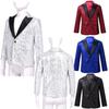 Kids Boys Shiny Sequins Suit Jacket Blazer One Button Formal Tuxedo Fot Wedding Pageant Birthday Party