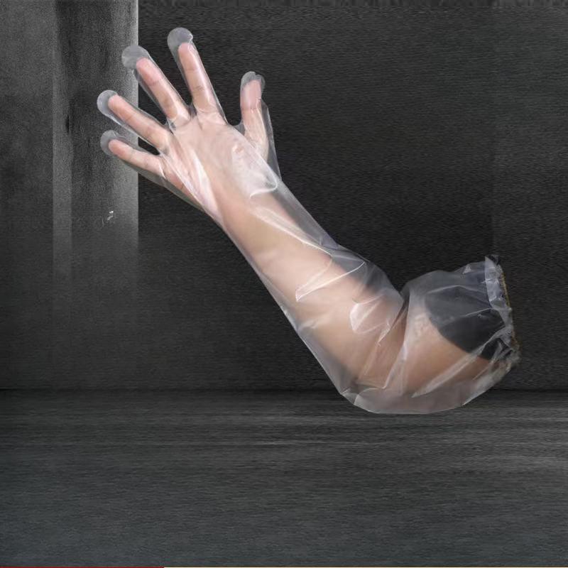 20pcs Household Arm - Protecting Gloves Kitchen - Used Food - Grade Extended Disposable Plastic Gloves Elastic Drawstring Long - Arm Gloves