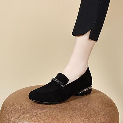 Женские туфли на плоской подошве весенние с мангообразной головкой, со стразами, маленькие одинарные туфли на одной педали, удобные черные женские