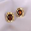 Trendy Amber Color Resin Stud Earrings for Women Golden Vintage Square Oval Geometry Irregular Earrings Party Simple Jewelry