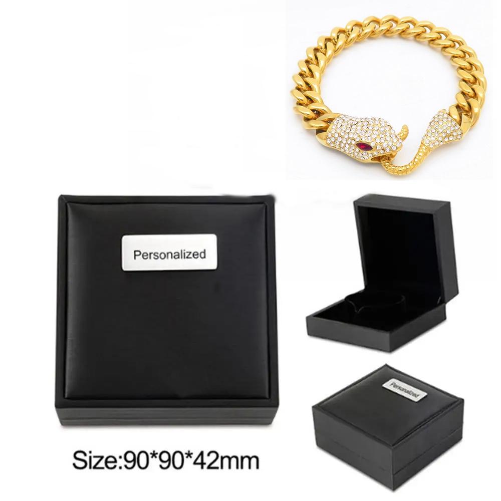 KALEN Hip Hop Stainless Steel Snake Bracelet for Men Rhinestone Gold Color Cuban Chain Accessories Party Jewelry Birthday Gift