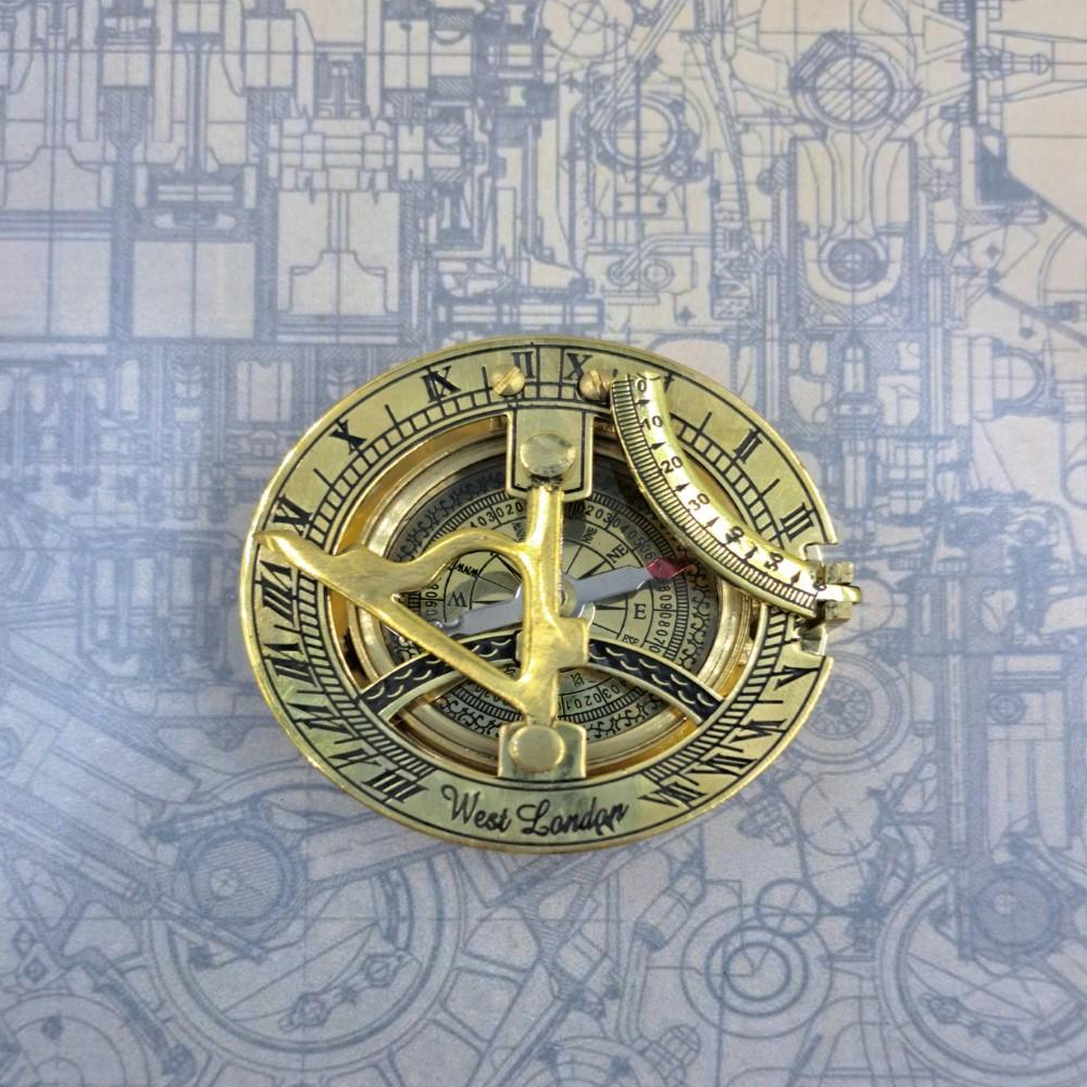 Латунный круглый солнечный компас – 7 см направленный магнитный навигационный инструмент для кемпинга, походов, туризма, отделка под старину
