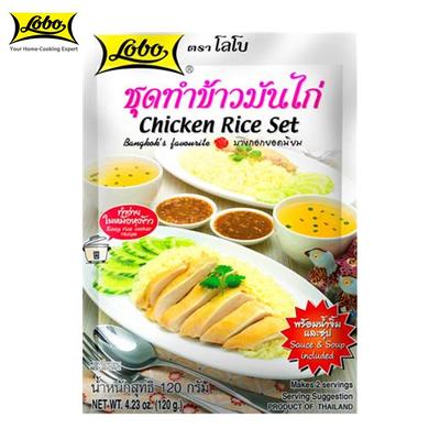 Lobo Набор с курицей и рисом, смесь рисовых приправ, соуса для макания и порошка для супа / на 2 порции, Тайская еда, 120 г