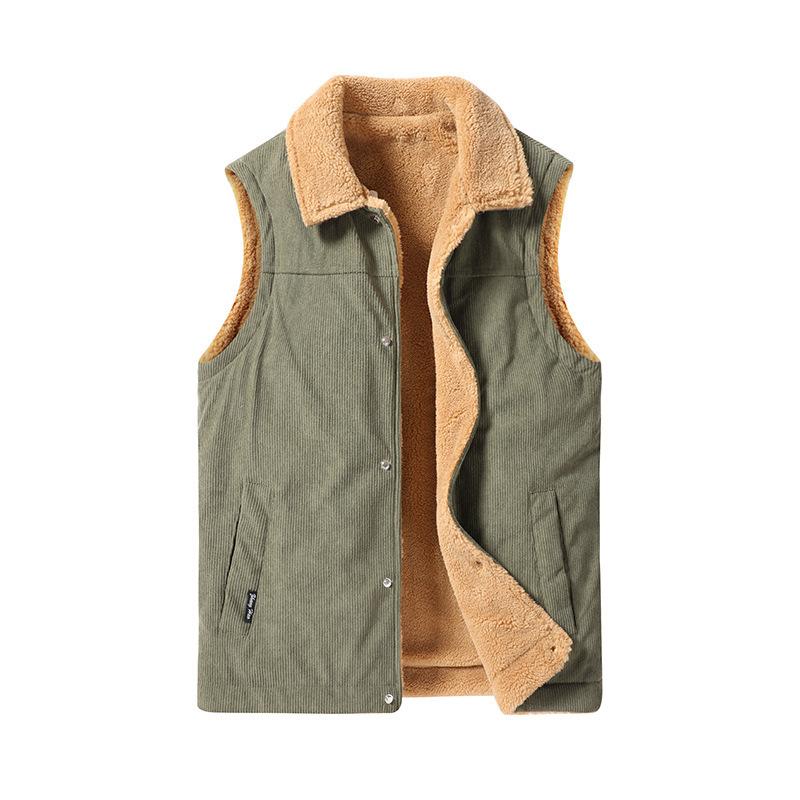 Plus Size Autumn and Winter Lambhair Vest, Thick Vest, Corduroy Vest, Men's Jacket, Lapel, Workwear Vest