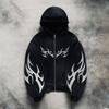 Womens Oversized Hooded Zip-Up Sweatshirt 2026 Streetwear Vintage Print Loose Fit Long Sleeve Pullover