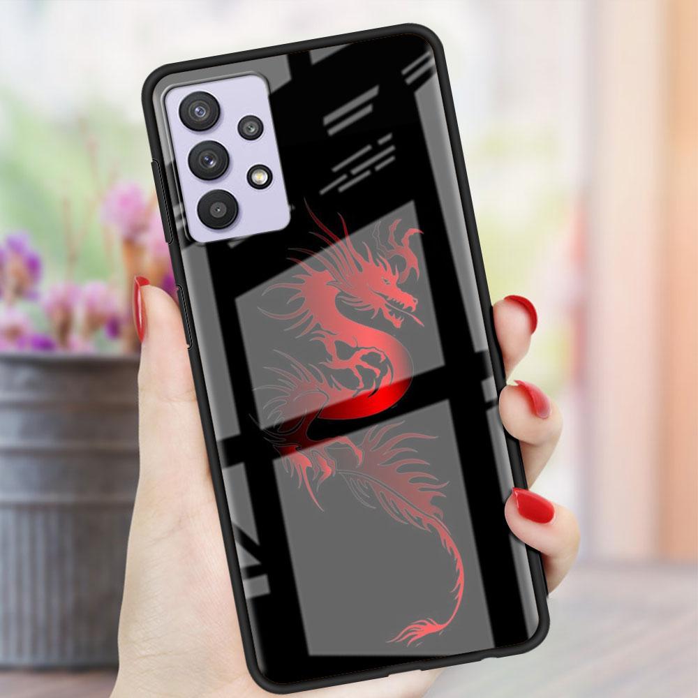 Чехол Dragon Animal Glass для Samsung Galaxy A52 A71 A50 A51 A70 A21s A31 A72 A10 A12 A30 A22 5G Phone Cover