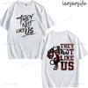 Футболка с принтом 'They Not Like Us' Мужская Женская Мода 100% Хлопок Короткий Рукав Круглый Вырез Дышащая Футболка Летние Повседневные Топы