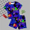Boys 3D Galaxy Tee Pants Pajama Set Short Sleeve Print Summer Active Fashion Daily Polyester Kid Crew Neck Home Causal Indoor