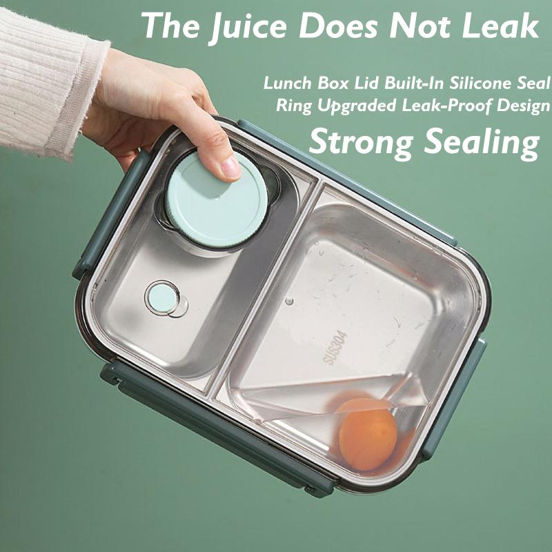 850ml 304 Stainless Steel Insulated Large Capacity Portable Divided Sealing Bento Lunch Box With Sauce Box School Office Camping