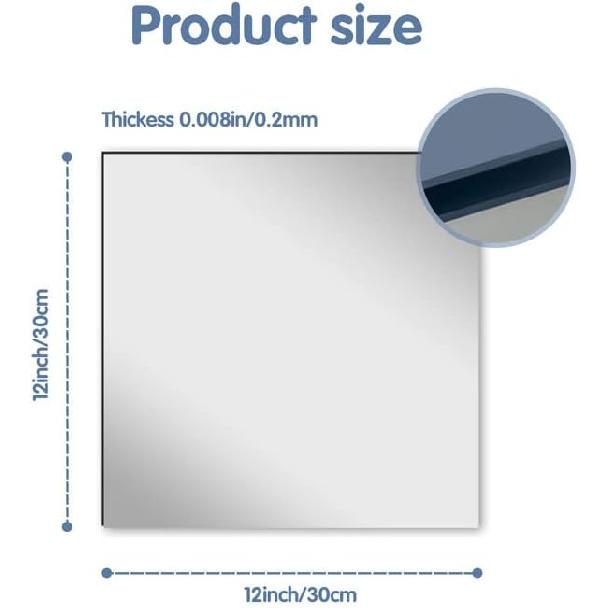 12 шт. Акриловые гибкие зеркальные листы, 12 x 12 дюймов, Зеркальная плитка, Самоклеящиеся, Квадратные, Вырезаемые, Настенные наклейки, Нестеклянные, Акриловые, Безопасные, Отражающие для