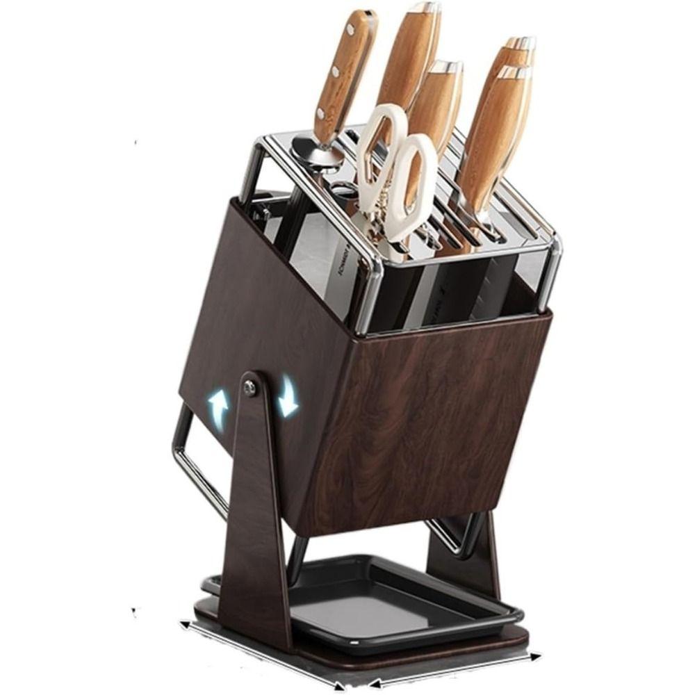New Stainless Steel Kitchen Storage Holder 30° Rotating with Draining Tray Storage Rack Multifunctional 9 Slots Countertop Shelf