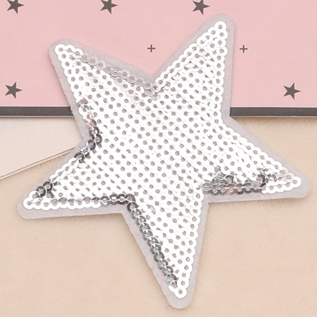 7Pieces Colorful Sequined Star Patches Clothing Craft Materials Fabric Applique For Hairclip And Craft Applications