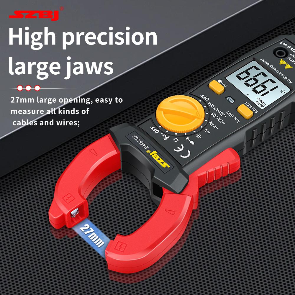 SZBJ цифровой токоизмерительный мультиметр 600A переменного тока True RMS клещи амперметр вольтметр конденсатор профессиональный электрический тестер