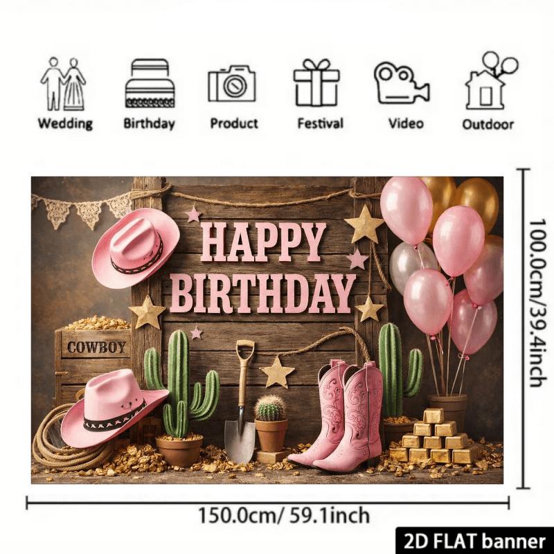 2D pink denim hat themed background fabric, including pink denim hat, pink denim boots and cactuszyc
