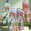 1PC Cheers New Year Champagne Print 750ml Color Plastic Sports Water Bottle Leakproof Flip Straw Lid Suitable for Sports Office Home Use