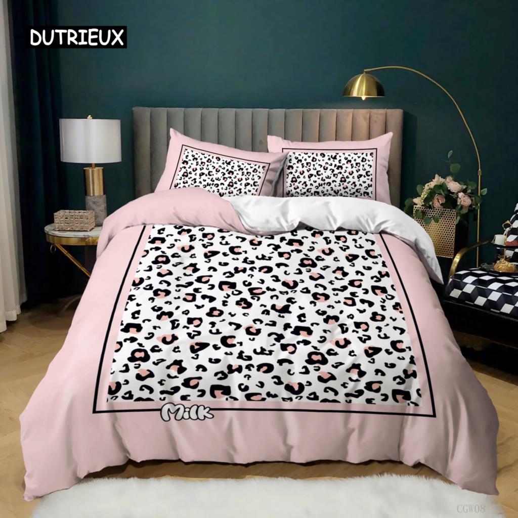 Пододеяльник с леопардовым принтом, розовый комплект постельного белья с принтом гепарда, покрывало с изображением диких животных для девочек-подростков из микрофибры
