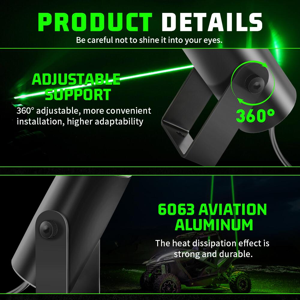 2x Лазерный Зеленый Светодиодный Плетеный Флаг-Антенна с Пультом для Квадроцикла UTV Can Am Polaris