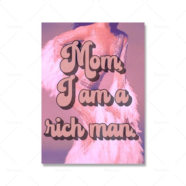 Мама, я богатый человек. Распечатайте эстетические плакаты, минималистские украшения, оригинальные репродукции, модные ретро-стены