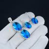 Комплект подвесок Siwss Blue Topaz, комплект серег Siwss Blue Topaz Gemstone Handmade из стерлингового серебра 925 пробы с подвеской для женщин, подарок на День матери