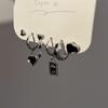 Black Heart Earrings Set for Women Gothic Cute Elegant Earrings Jewelry Trendy Korean Asymmetrical Vintage Earrings MIT