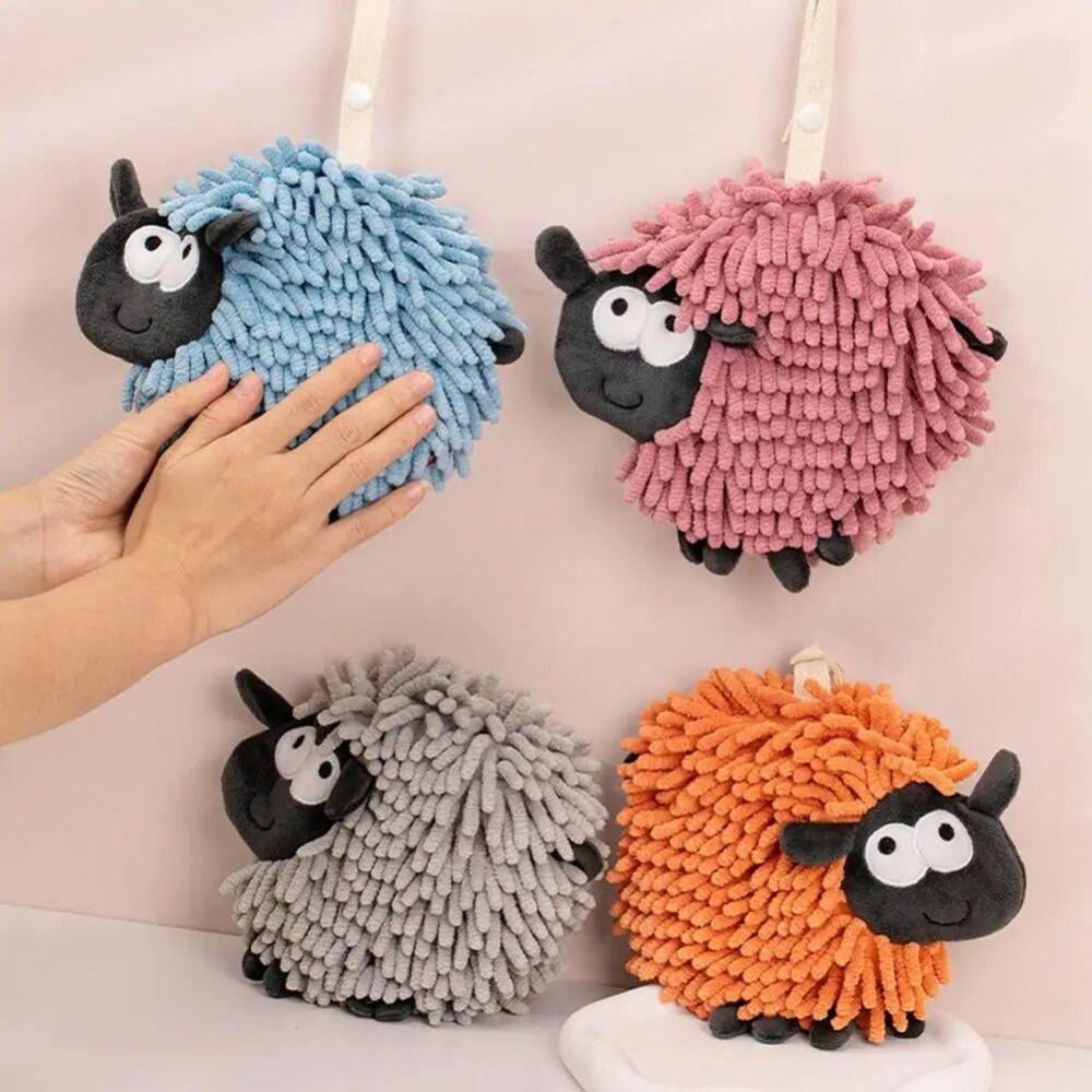 Шенилловое полотенце для рук Мягкое кухонное полотенце Товары для дома Мультяшная овечка Подвесное полотенце Ванная комната