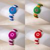 Cute Cartoon Children'S Colorful Bracelet Wood Watch Shape Bracelet Wood Painted Flower Bracelet