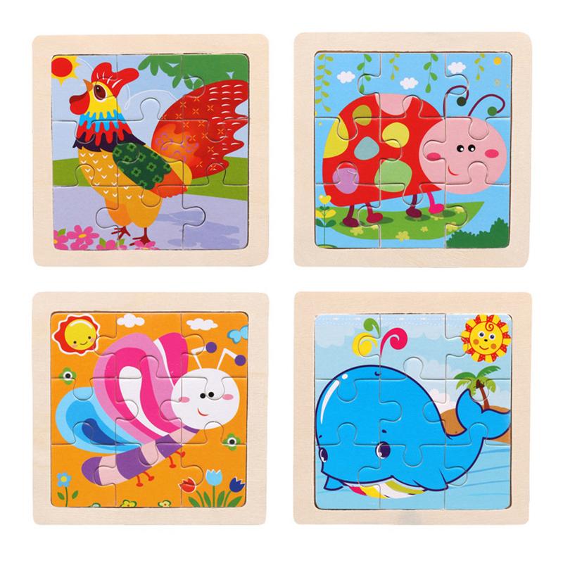 Kids Funny Cartoons Puzzle Toy Jigsaw Wooden Educational Study
