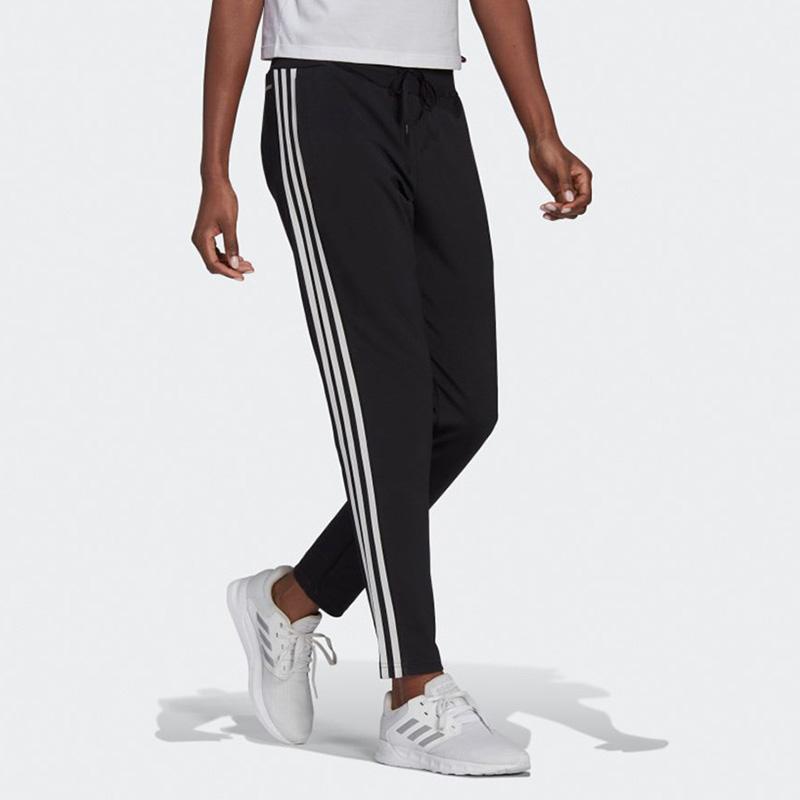 Adidas Side Stripe Logo Straight Leg Track Pants Women Bottoms Black GL4058