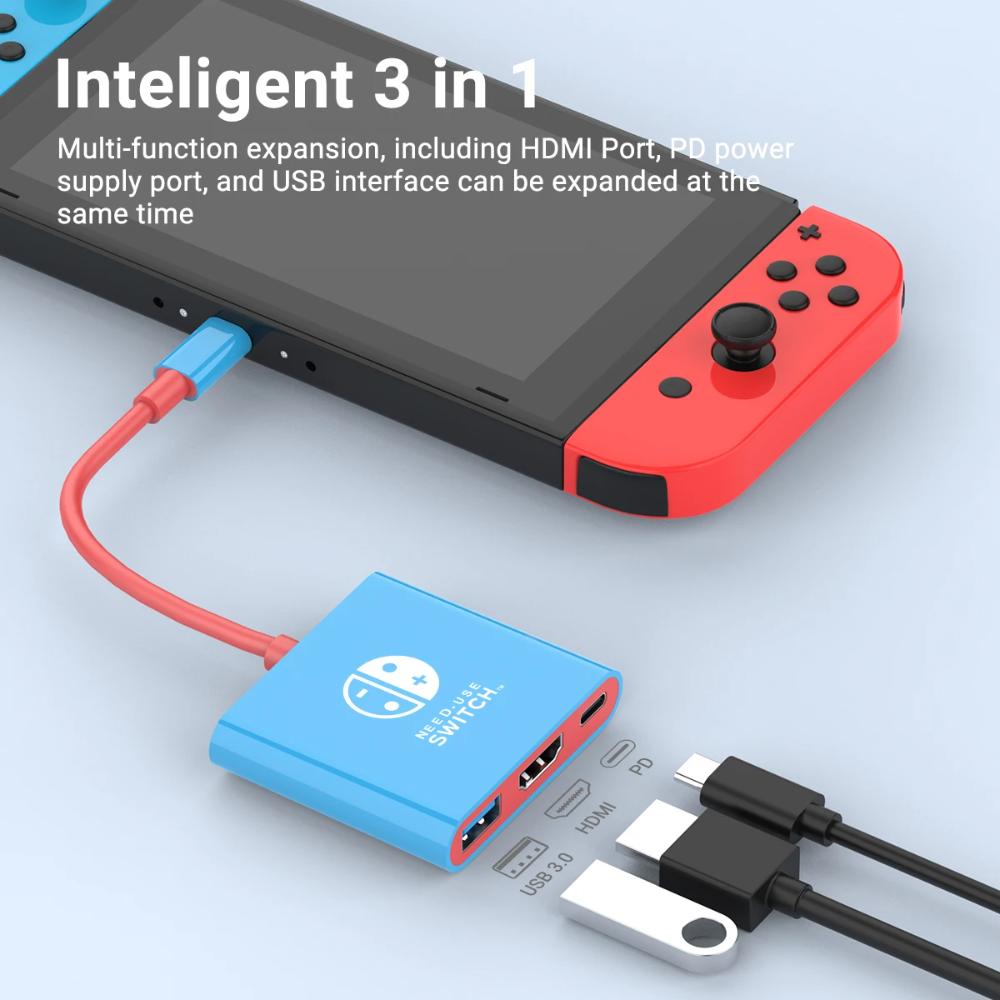 ДЛЯ Портативной док-станции Nintendo Switch TYPE-C Hub с HDMI и USB 3.0 Идеально подходит для путешествий и игр
