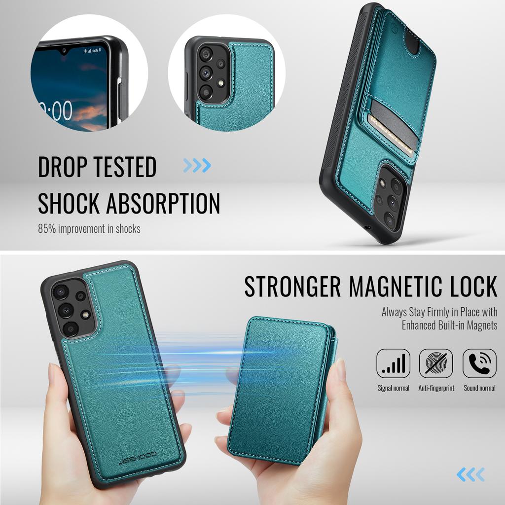 For Samsung Galaxy A23 5G (Global)/Galaxy A23 4G Magnetic Case JEEHOOD J10 Leather Back Phone Cover with Detachable Card Holder Kickstand
