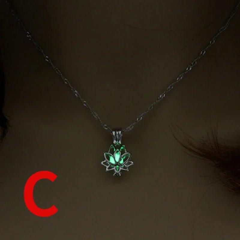 Tri-color Retro Luminous Moonstone Pendant Necklace Female Jewelry Long Chain Lotus Buddha Gift Accessories for Women