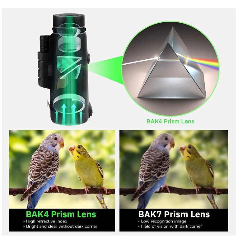 Профессиональный монокулярный телескоп, мощный бинокль дальнего действия Hd Bak4, водонепроницаемый портативный Lll ночного видения для кемпинга