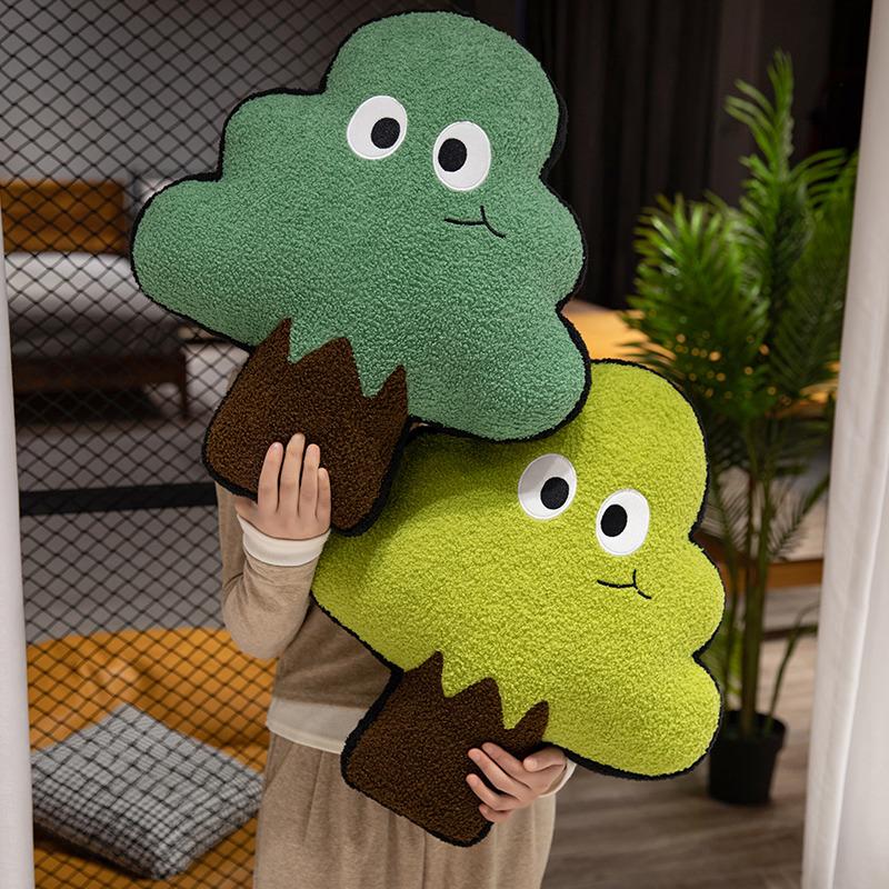35/53/70 см плюшевая подушка с зелеными деревьями, два черных глаза, растение, стул, диван, декор, подушка для сиденья, детский подарок, декор для комнаты