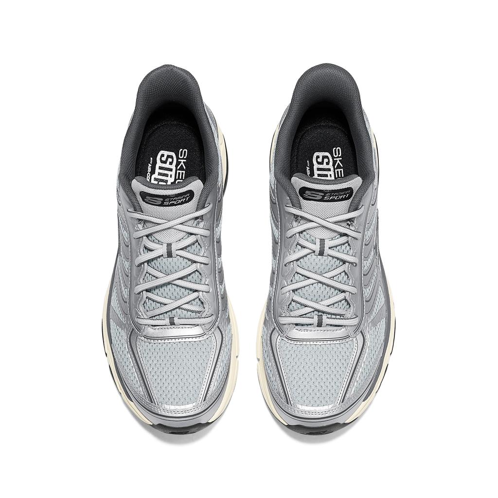 Skechers Серебристые слипоны Летние Ретро Удобные Повседневные Спортивные Толстая подошва Мужские кроссовки 233150-SLGY