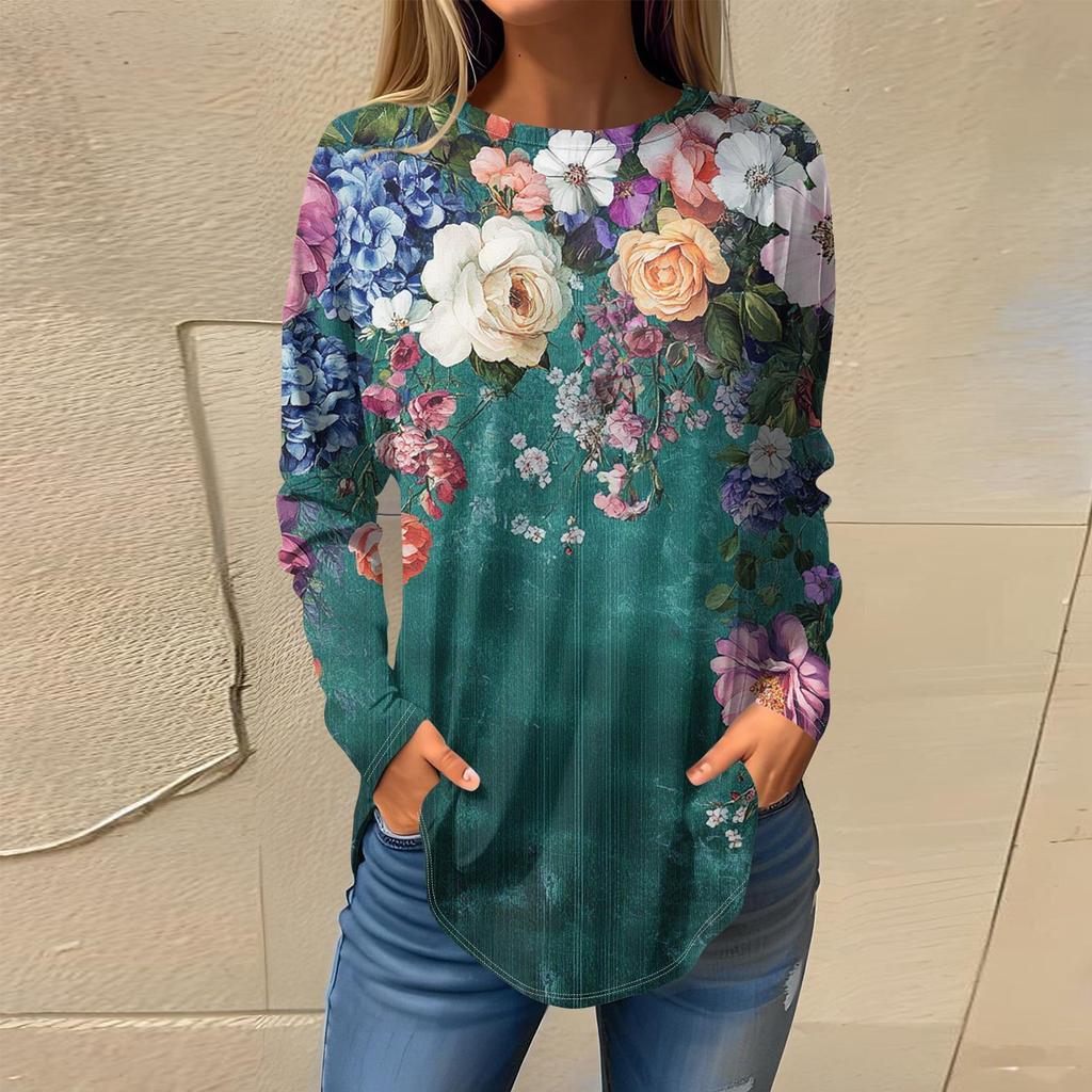 Футболки для женщин, осенние повседневные рубашки с длинным рукавом, толстовка, винтажный топ с графическим принтом, пуловер